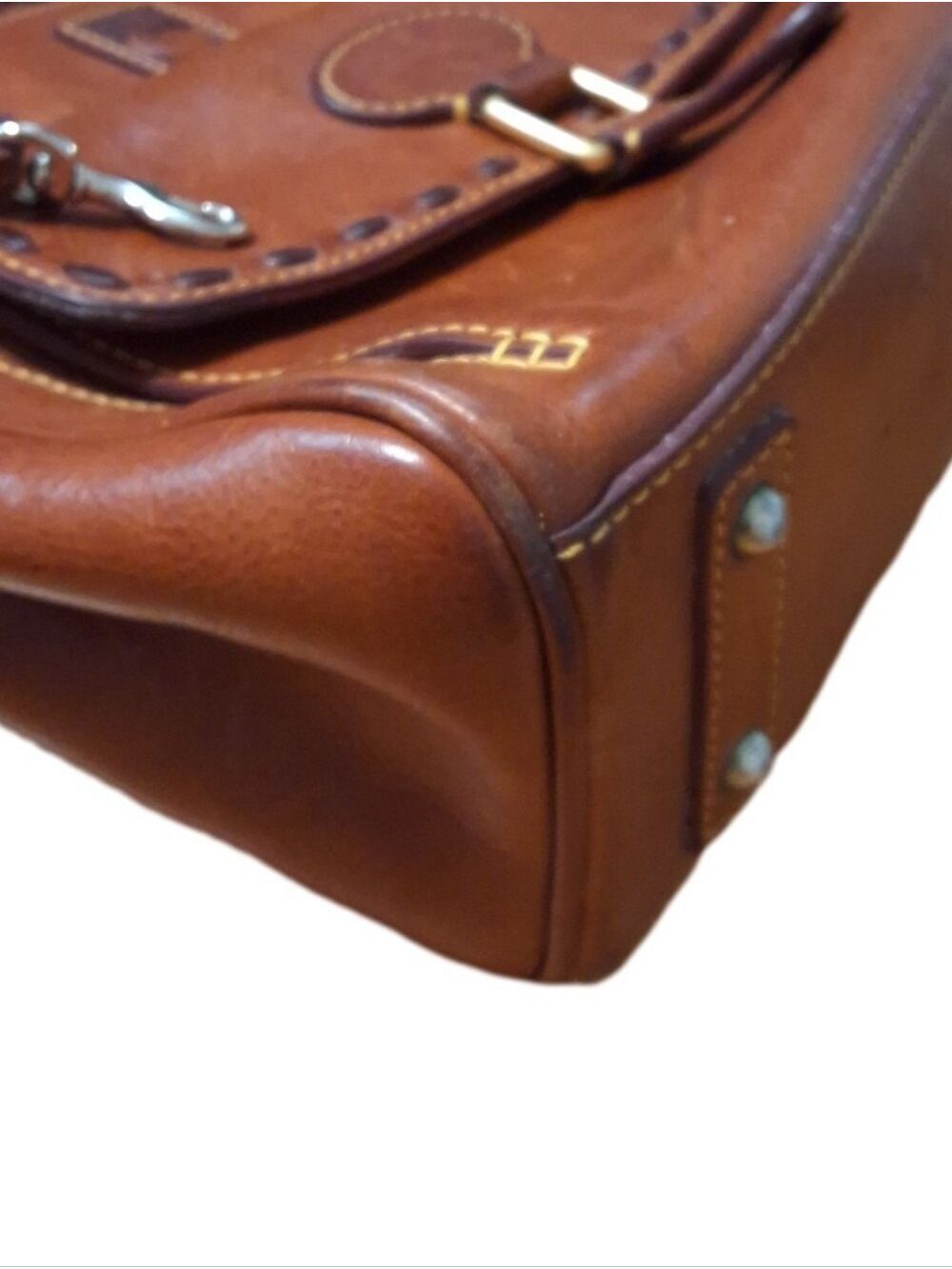 Vintage Authentic Dooney & Bourke Cognac Leather Satchel with Tassels - Picture 8 of 11